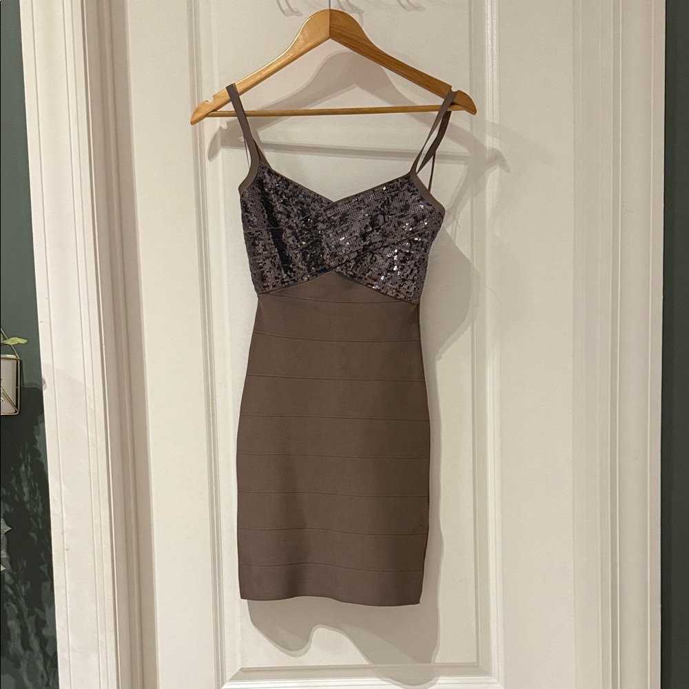 Guess Sequin-Embellished grey-brown Mini Dress
